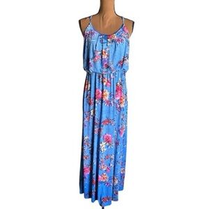 🌼 (4/$20) Love Ryan: Blue Floral Maxi Dress